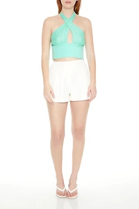 Gauze Halter Crop Top