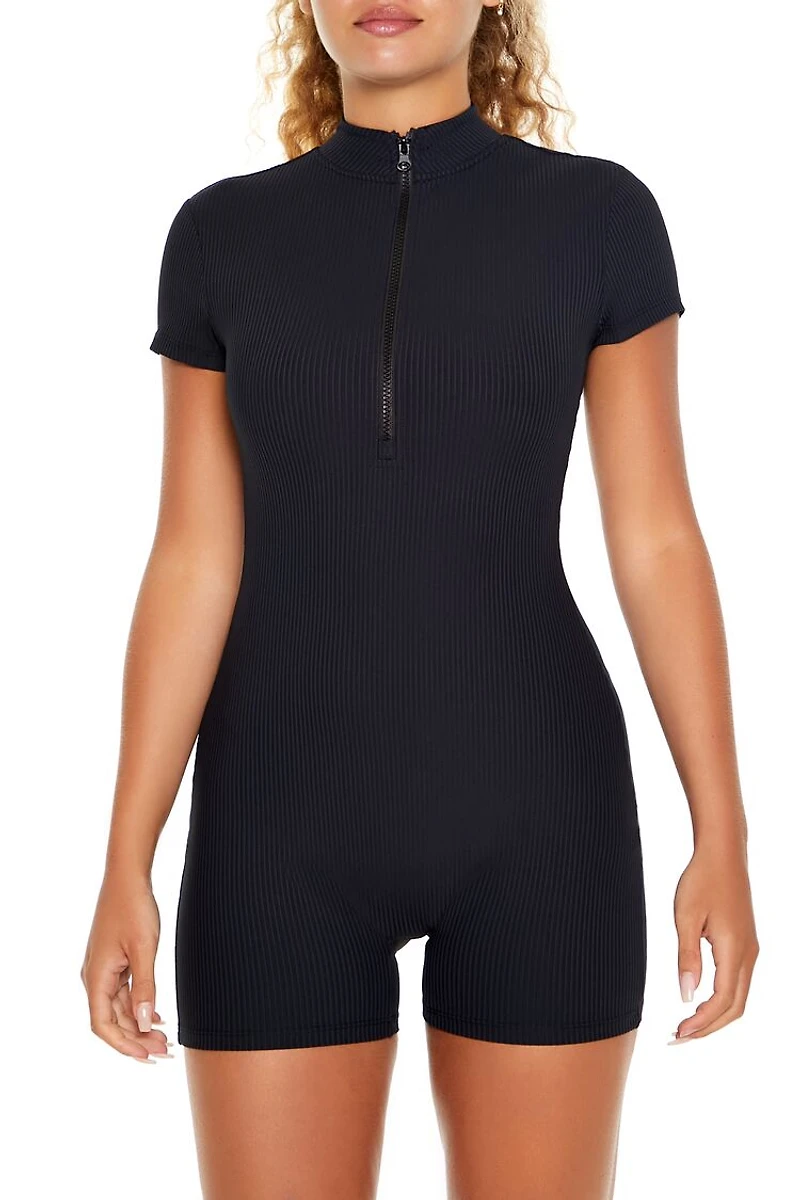 Active Half-Zip Mock Neck Romper