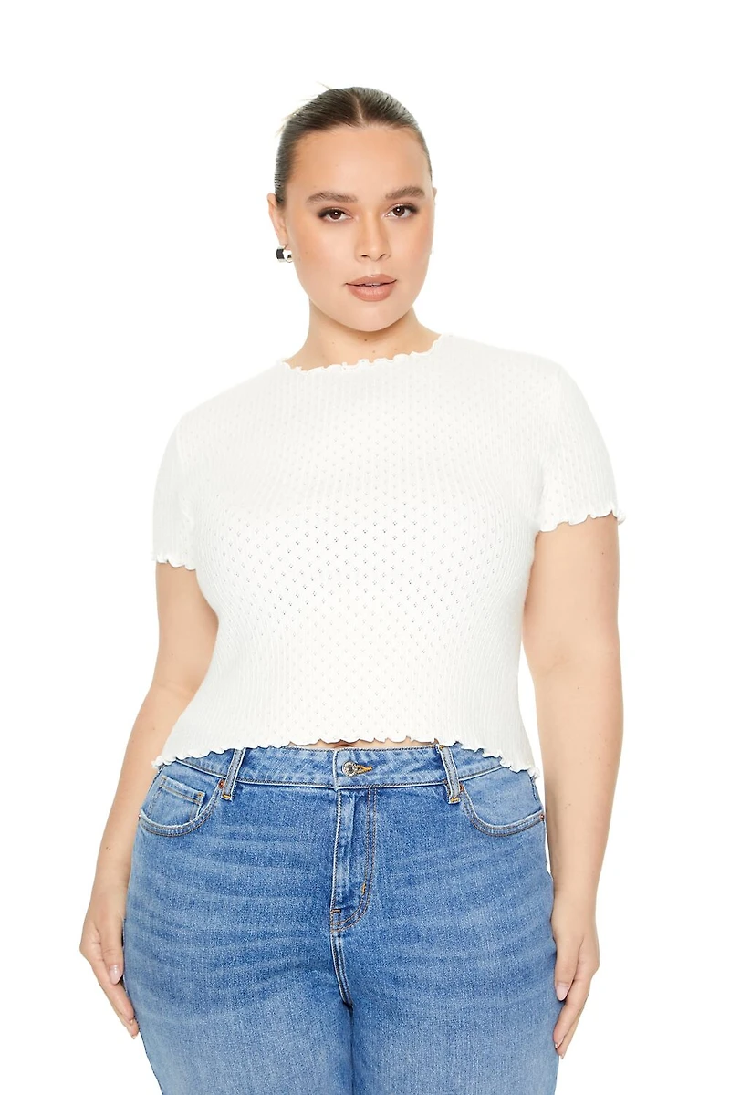 Plus Size Textured Sweater-Knit Tee