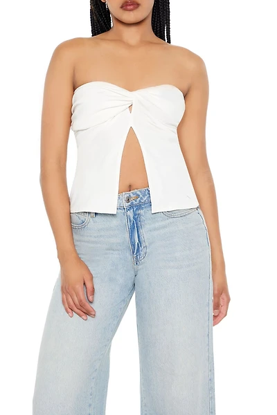 Twisted Split-Hem Tube Top