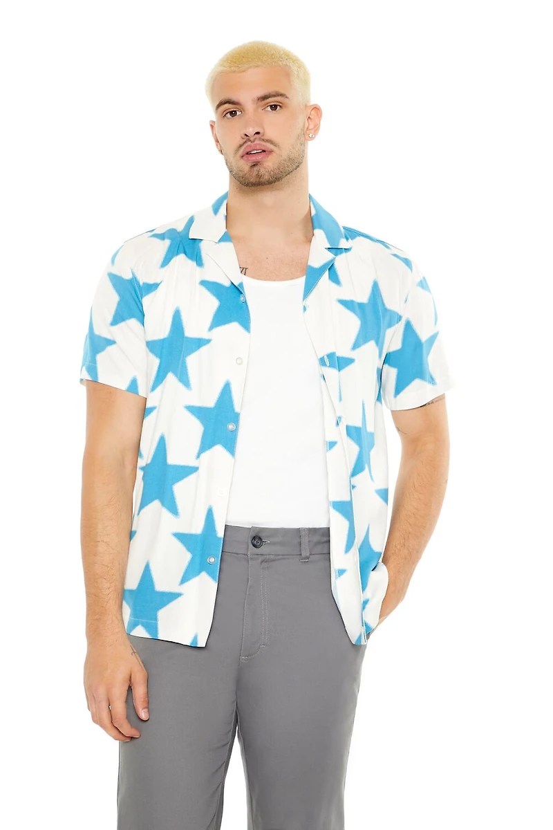 Star Print Button-Up Shirt