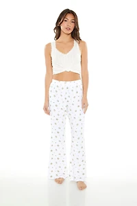 Floral Print Flare Pajama Pants