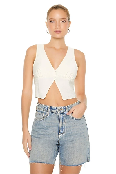 Plunging Split-Hem Crop Top