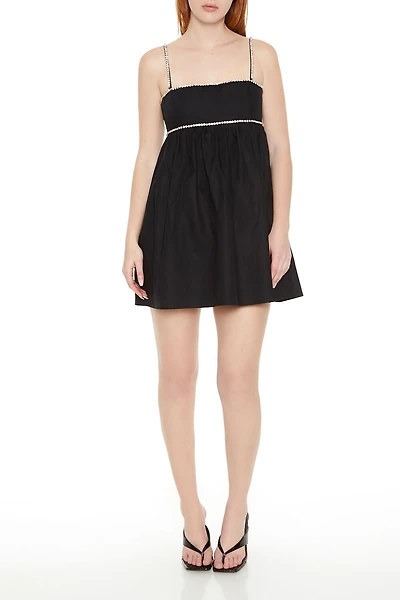 Rhinestone Babydoll Mini Dress