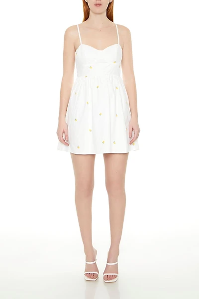 Embroidered Floral Bustier Mini Dress