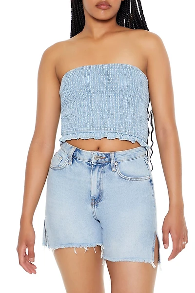 Cropped Chambray Tube Top