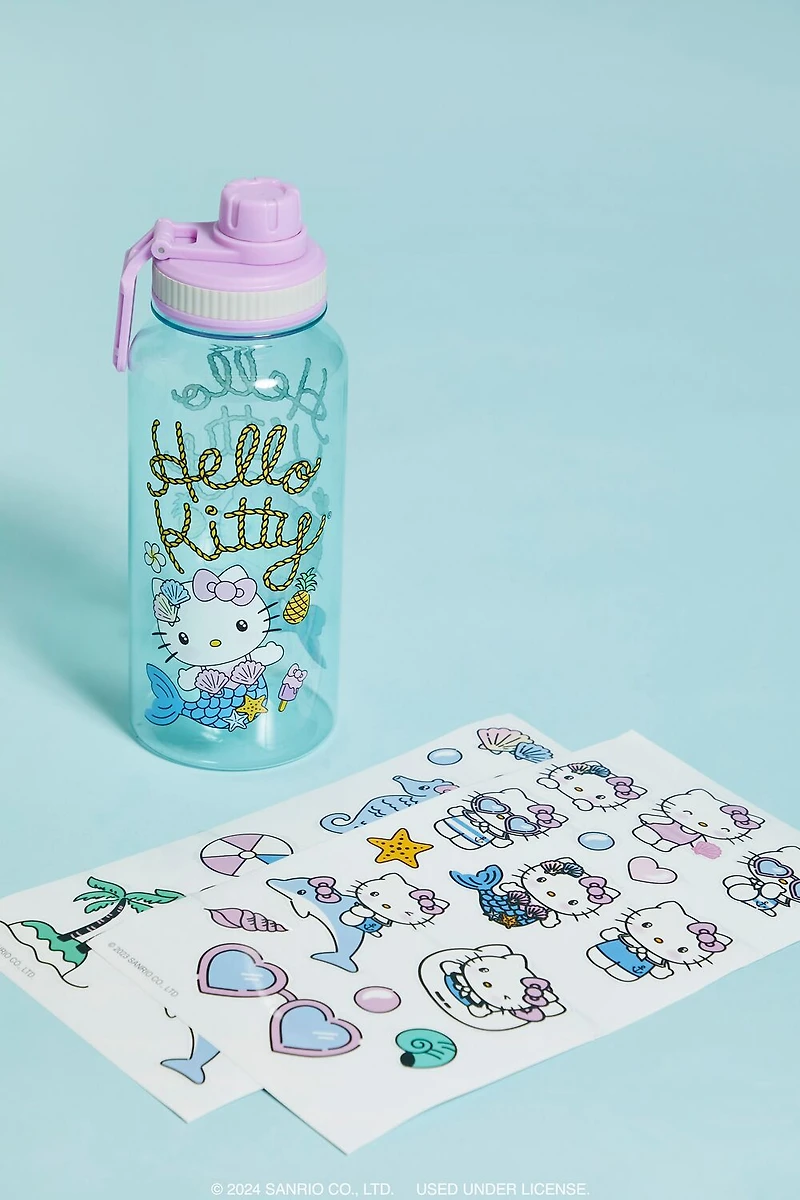 Hello Kitty Mermaid Water Bottle & Sticker Set