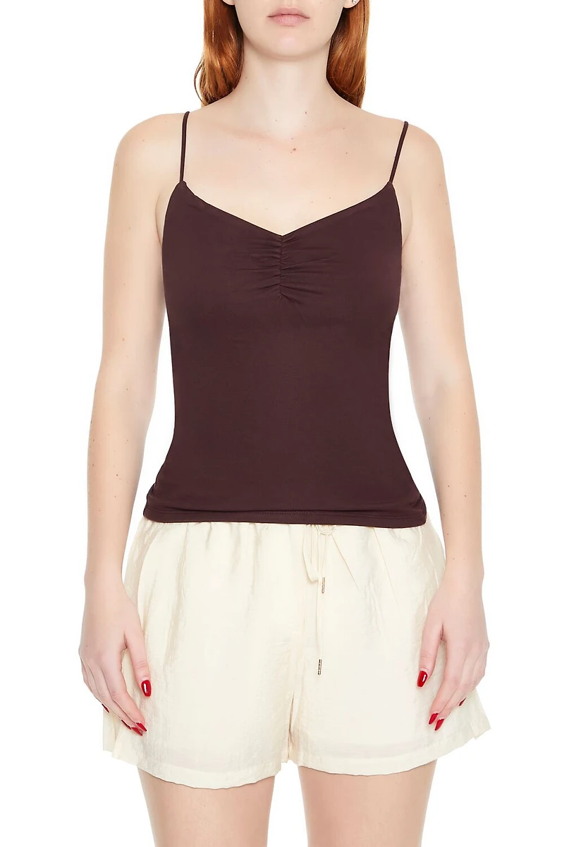 Ruched Rib-Knit Cami