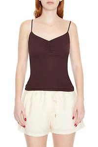 Ruched Rib-Knit Cami
