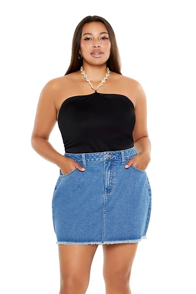 Plus Faux Pearl Halter Bodysuit