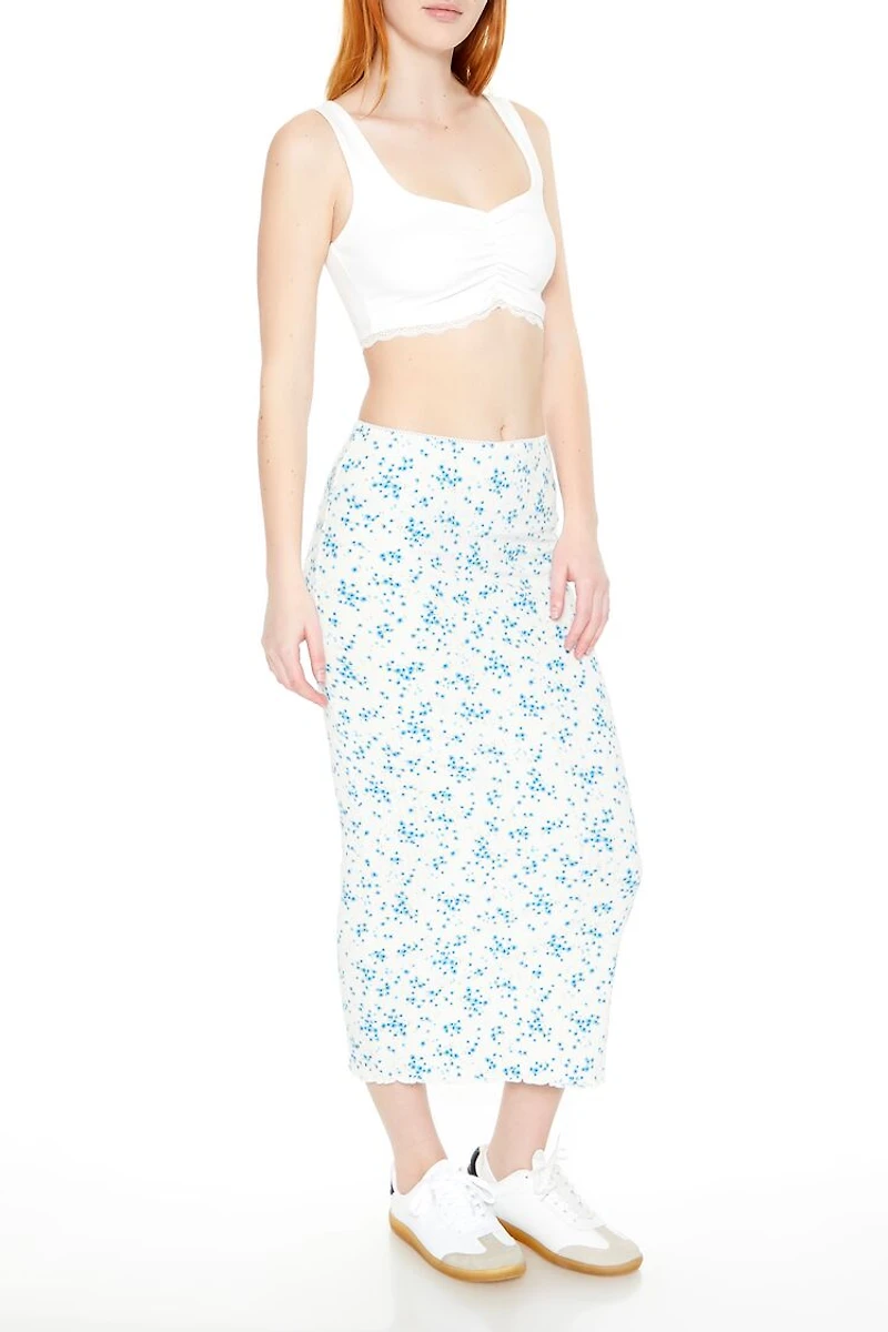 Pointelle Ditsy Floral Maxi Skirt