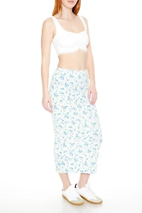 Pointelle Ditsy Floral Maxi Skirt