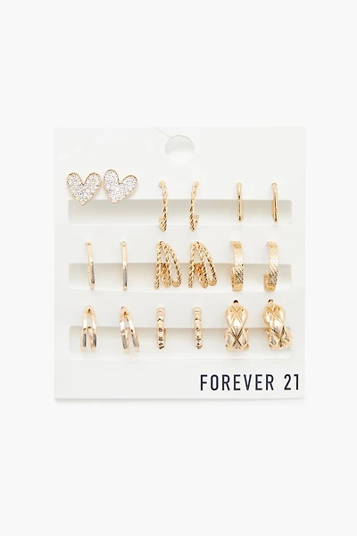 Assorted Hoop & Heart Earrings Set