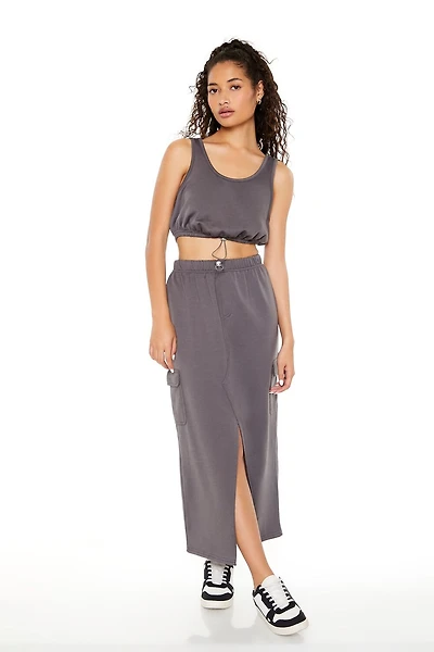 Fleece Crop Top & Maxi Skirt Set