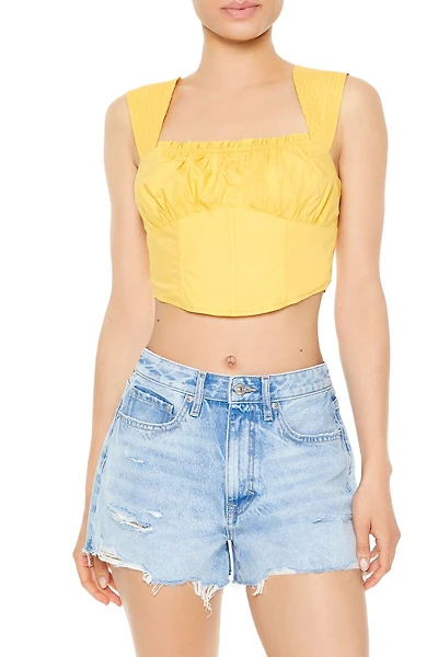 Poplin Curved-Hem Crop Top