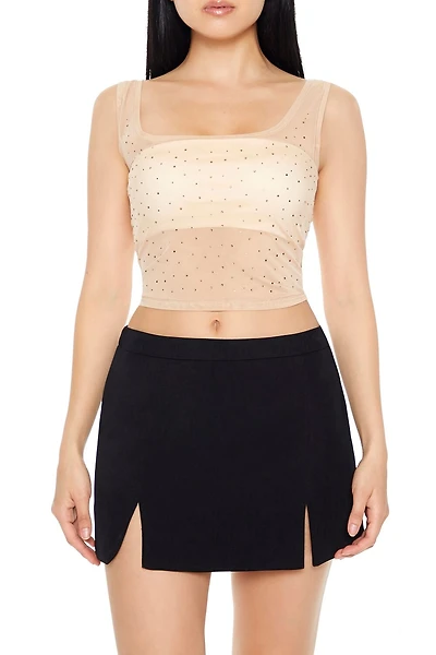 Cropped Rhinestone Tank Top