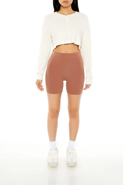 Cotton-Blend High-Rise Biker Shorts
