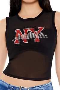 Mesh Rhinestone NY Tank Top
