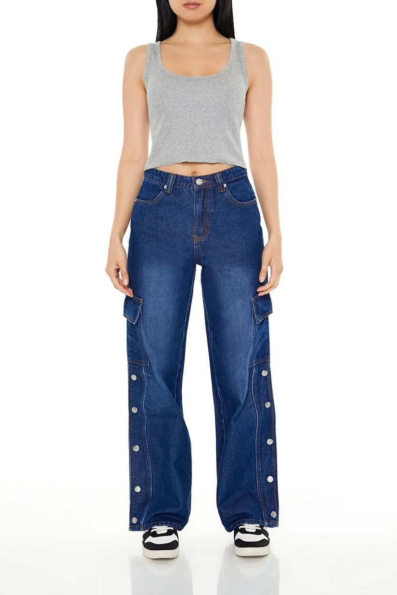 High-Rise Wide-Leg Cargo Jeans