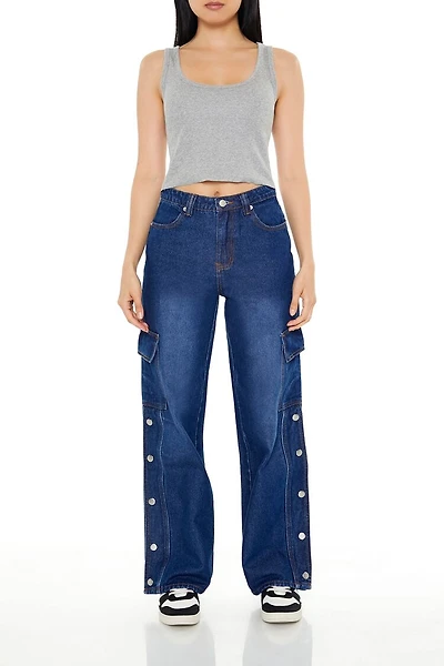 High-Rise Wide-Leg Cargo Jeans