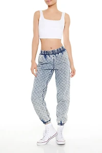 Quilted Mid-Rise Denim Joggers