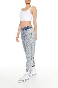 Quilted Mid-Rise Denim Joggers