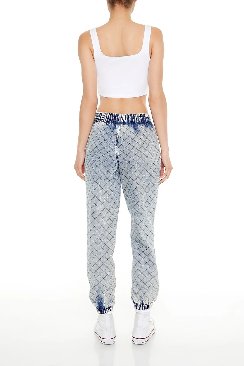 Quilted Mid-Rise Denim Joggers