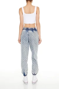 Quilted Mid-Rise Denim Joggers