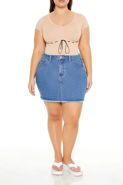 Plus Size Seamless Ribbon-Trim Bodysuit