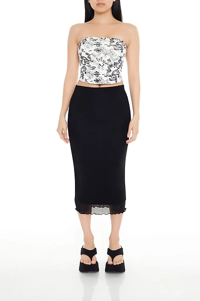 Mesh Knit Midi Skirt
