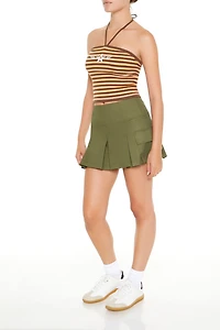 Pleated Cargo Mini Skirt