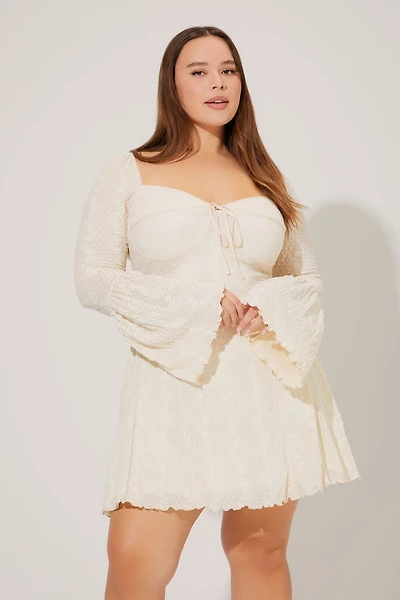 Plus Size Bell-Sleeve Mini Dress