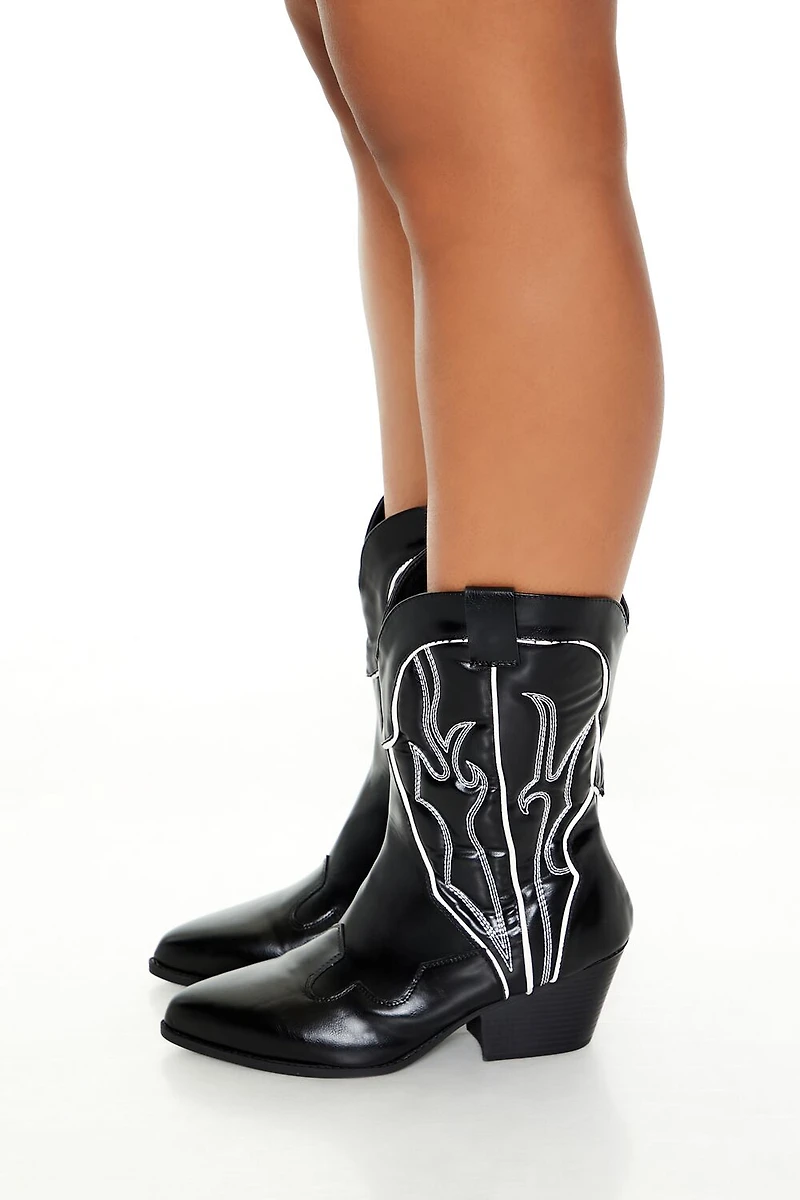 Embroidered Cowboy Booties (Wide)