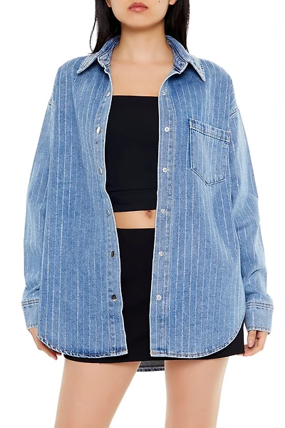 Sequin Striped Denim Shacket