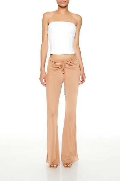 Ruched Drawstring Mesh Pants
