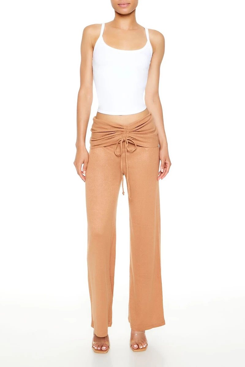 Ruched Drawstring Foldover Pants