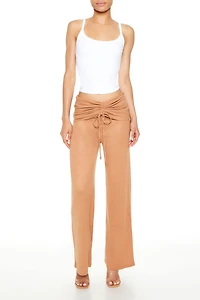 Ruched Drawstring Foldover Pants