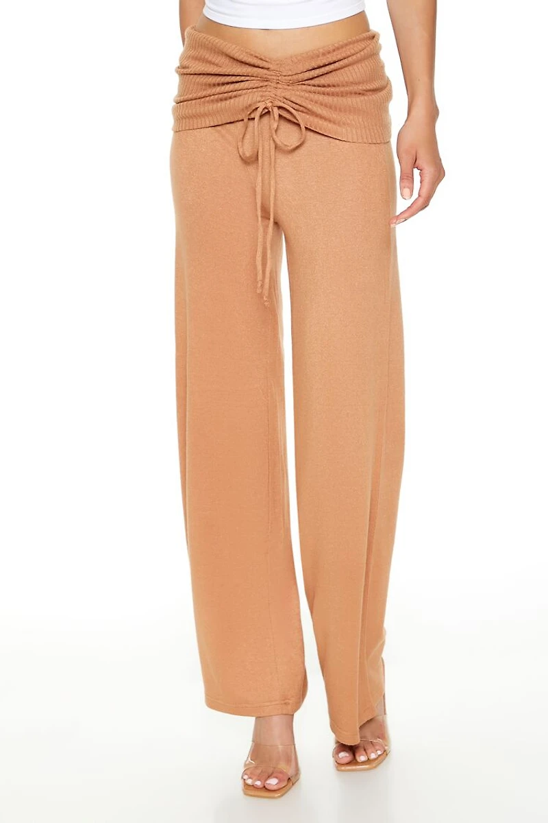 Ruched Drawstring Foldover Pants