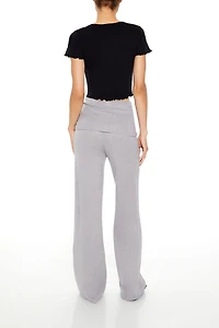 Ruched Drawstring Foldover Pants