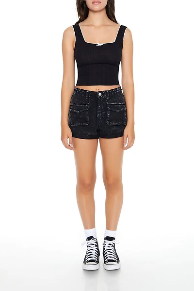 Mineral Wash Denim Shorts