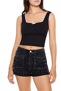 Mineral Wash Denim Shorts