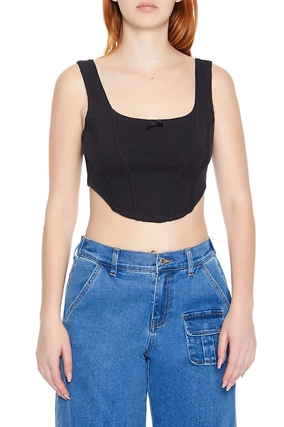 Corset Curved-Hem Crop Top