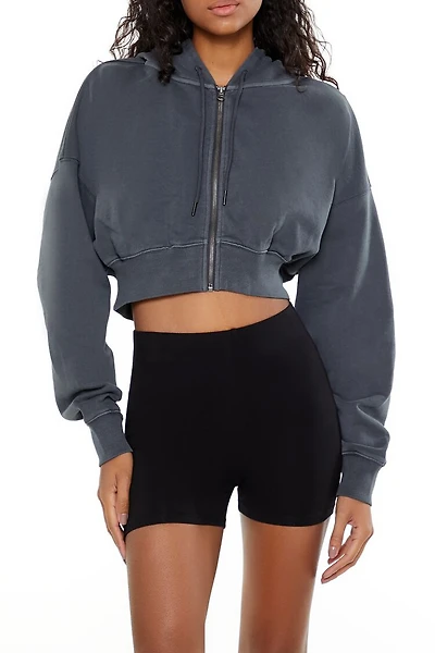 Cropped Zip-Up Hoodie