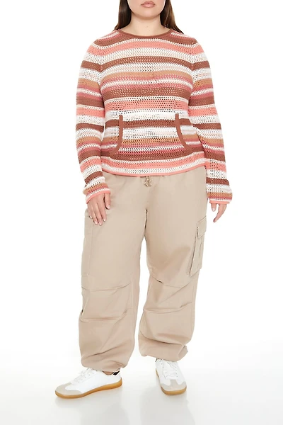 Plus Size Twill Cargo Joggers