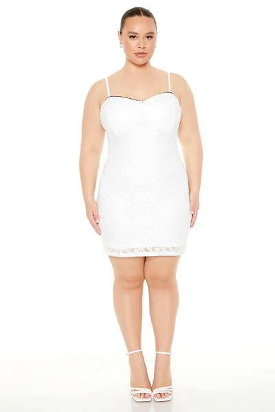 Plus Size Lace Bustier Mini Dress