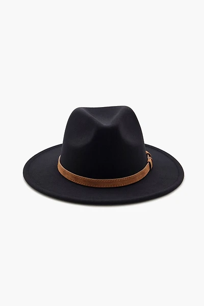 Faux Leather-Trim Fedora