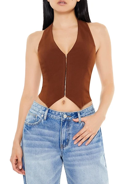 Lace-Up Halter Crop Top