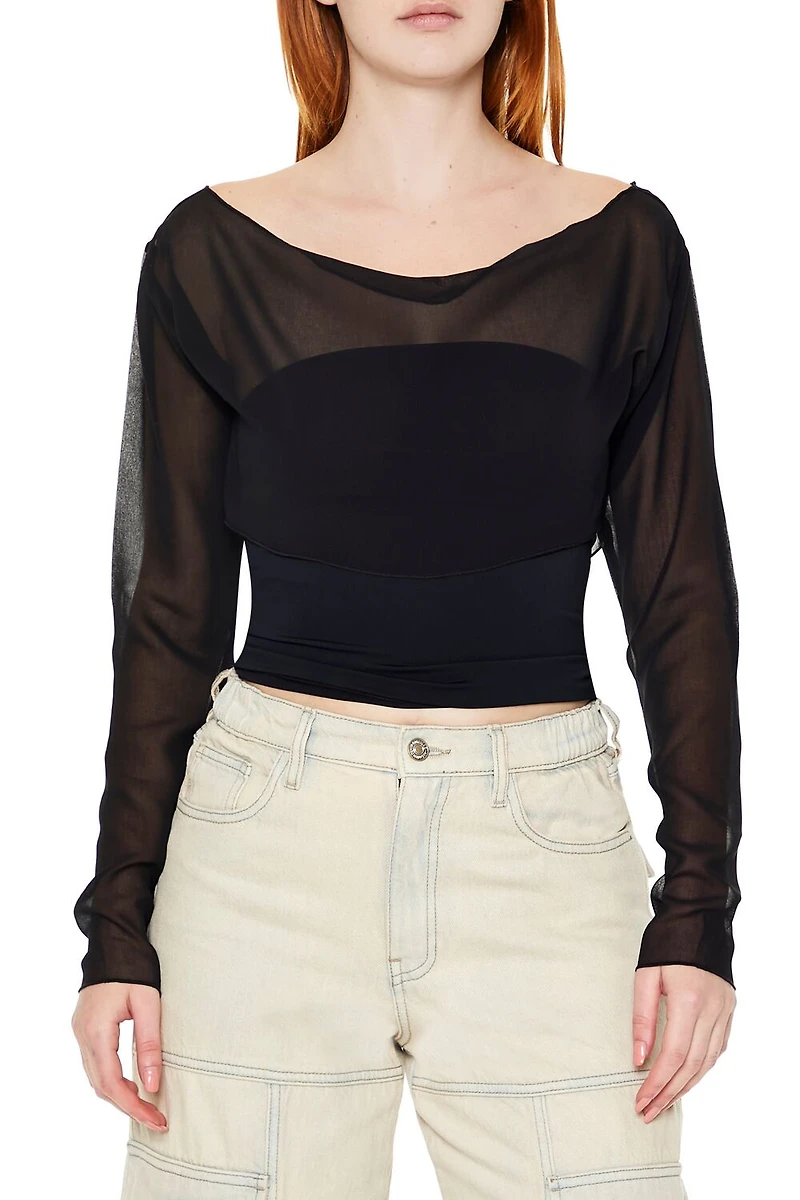 Sheer Chiffon Crop Top