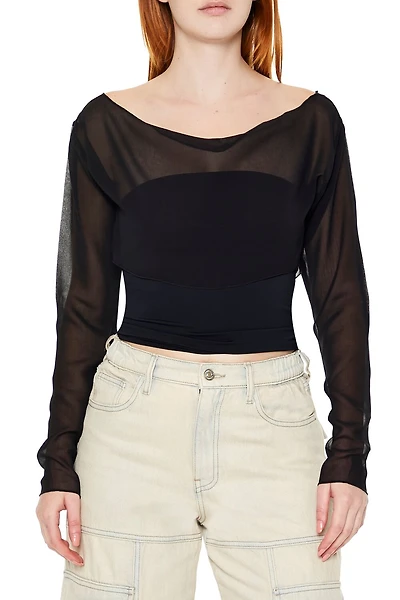 Sheer Chiffon Crop Top