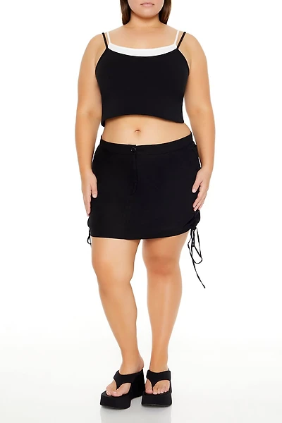 Plus Size Lace-Up Mini Skirt